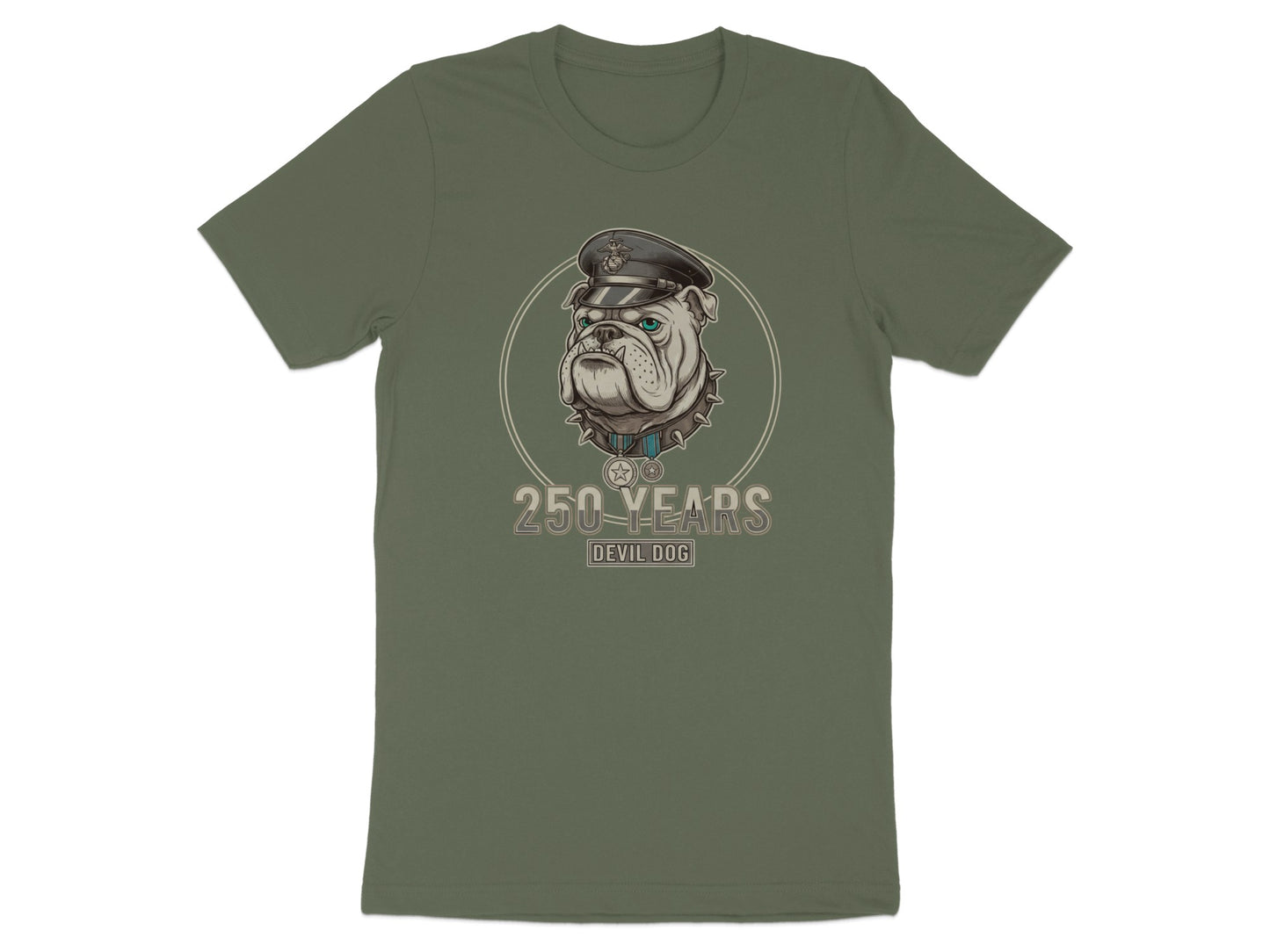 250 Years Devil Dog Military Bulldog T-Shirt