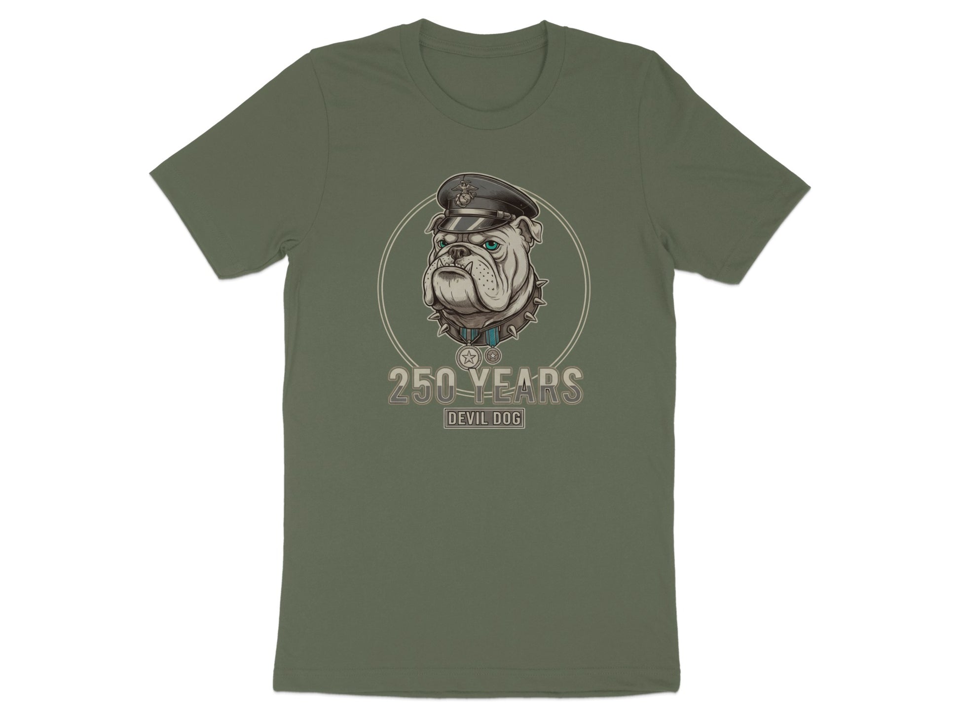 250 Years Devil Dog Military Bulldog T-Shirt