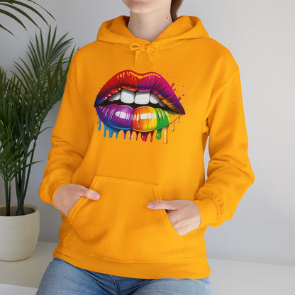 Pride hoodie Rainbow Dripping Lips Hoodie | Unisex Sweatshirt for Pride, LGBTQ+ Events, Casual Wear, Gift Idea, Vibrant Streetwear