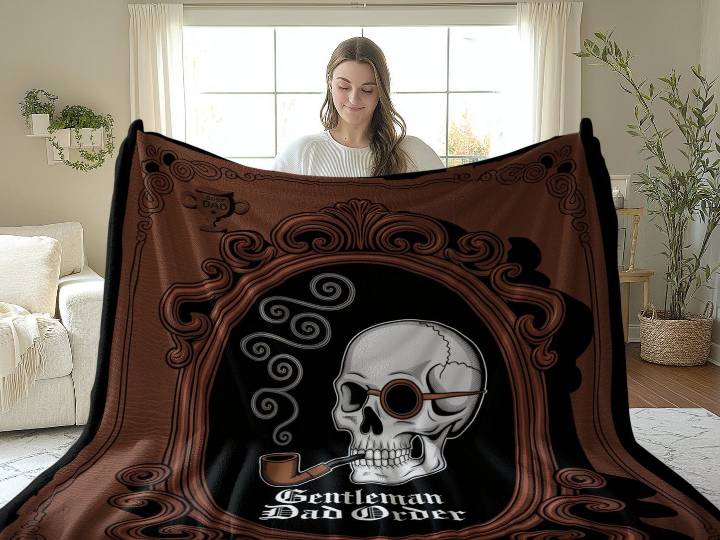 Gentleman Dad Order Skull with monocle blanket product