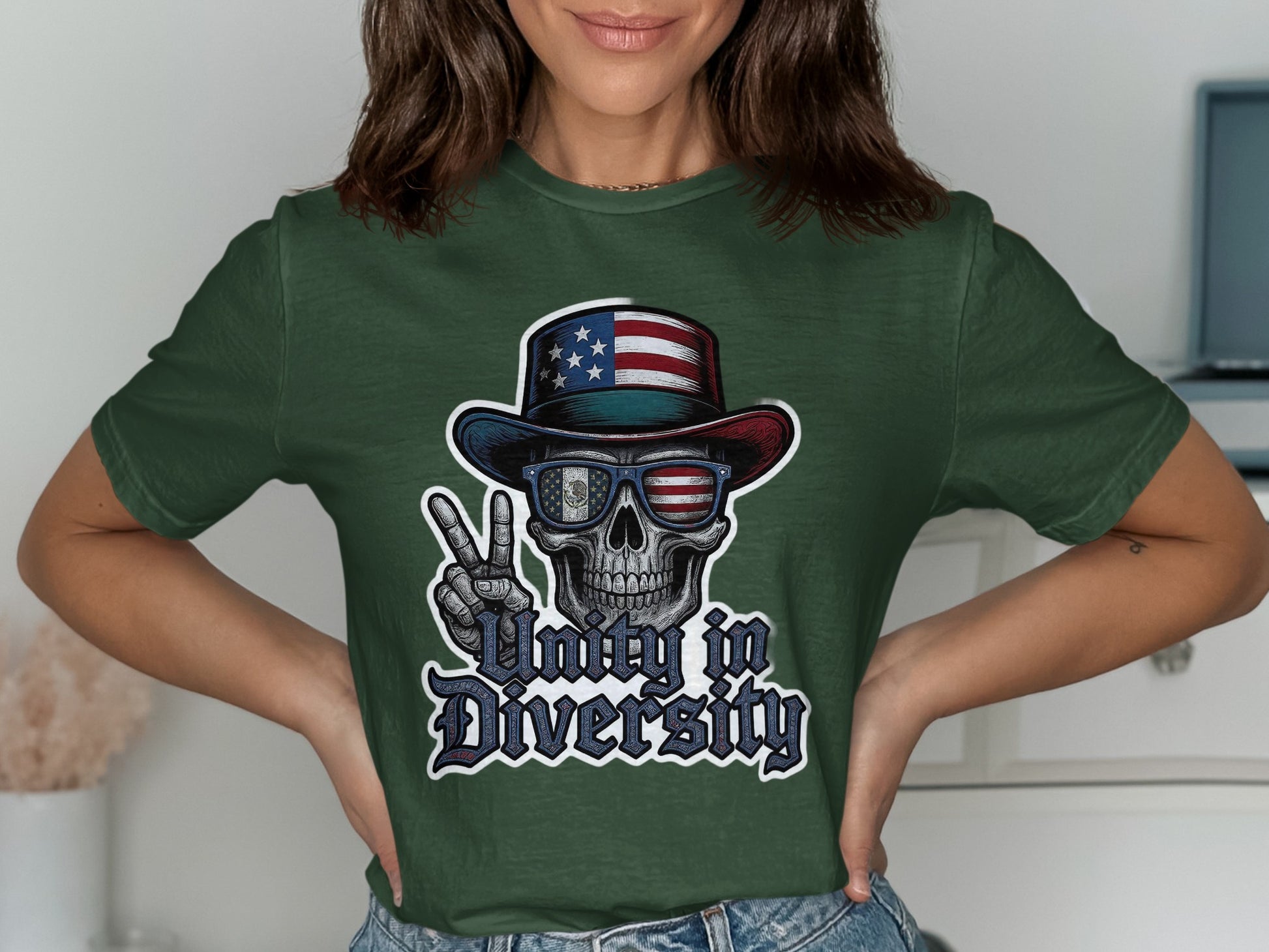 Unity in Diversity Patriotic Skull T-shirt product