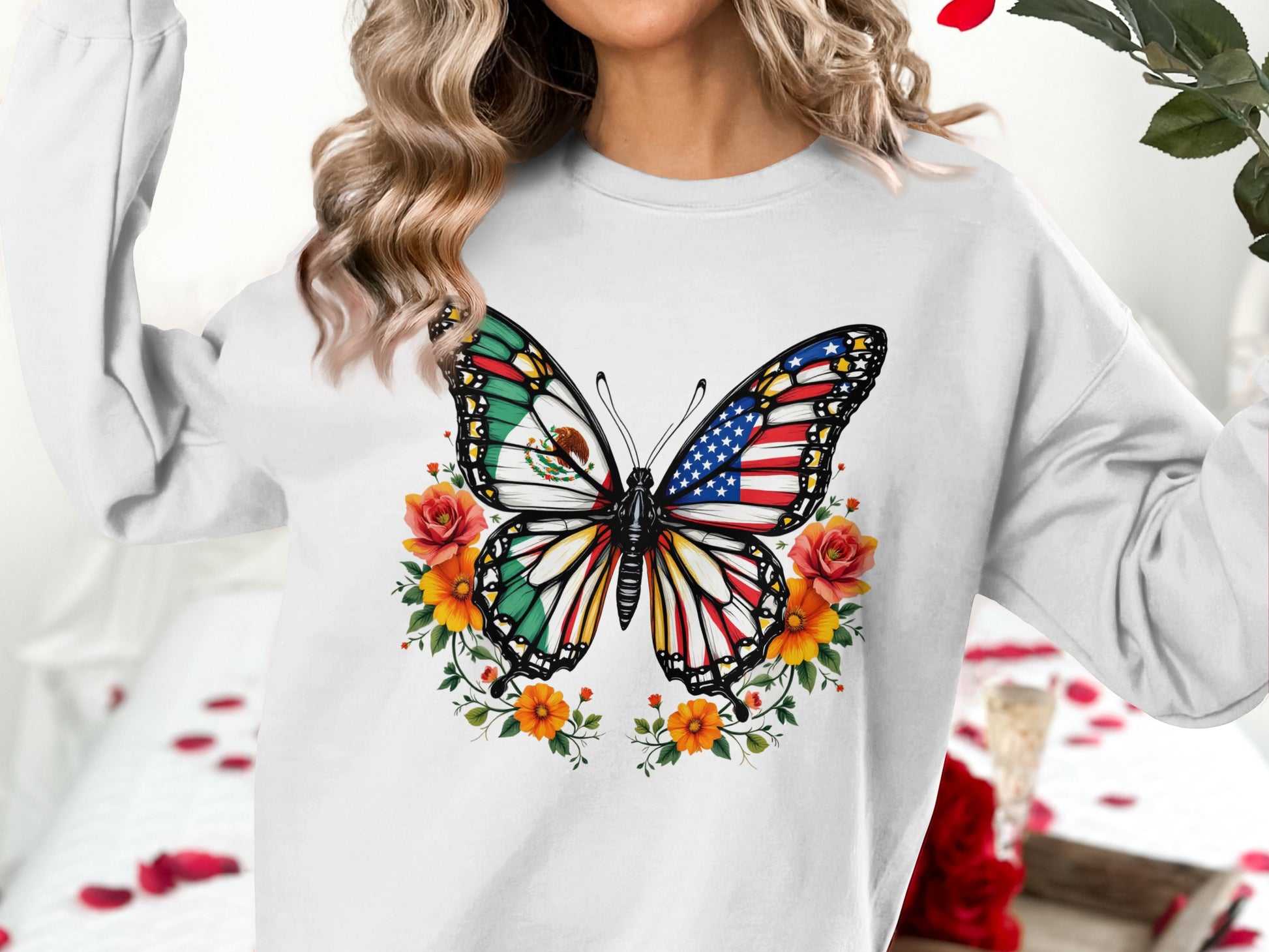 Butterfly with Floral Design Long Sleeve Shirt product