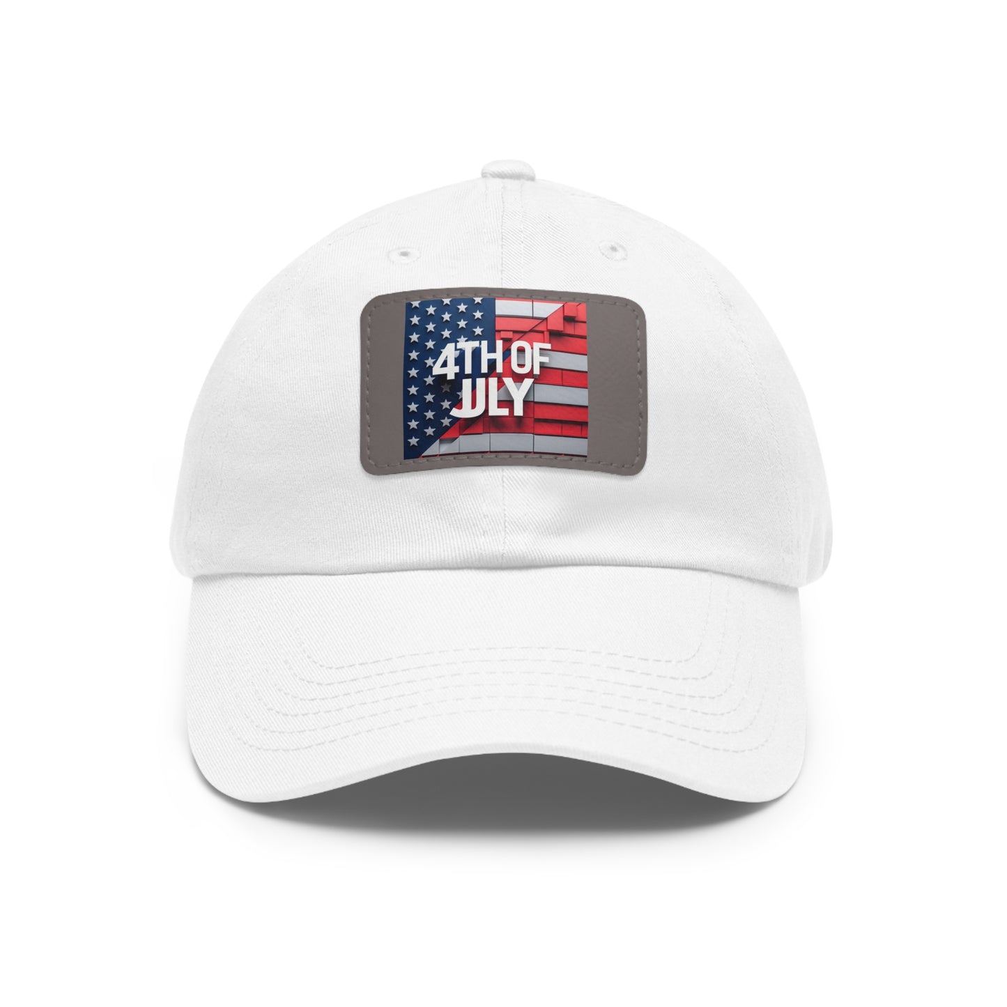 4th of July Dad Hat with Leather Patch - Patriotic Cap for Independence Day