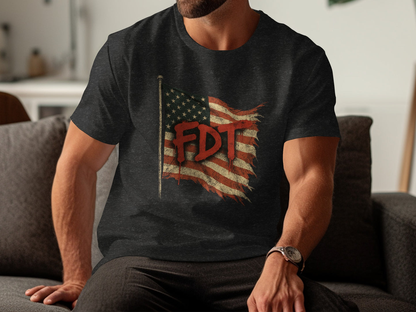 FDT Distressed American Flag Patriotic Apparel product