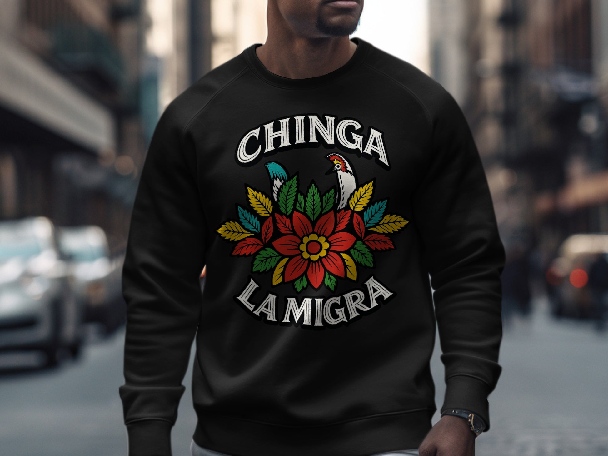 Chinga La Migra Graphic Sweatshirt Cool Design product type