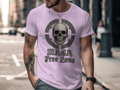 Skull Head with MAGA Free Zone Graphic T-Shirt