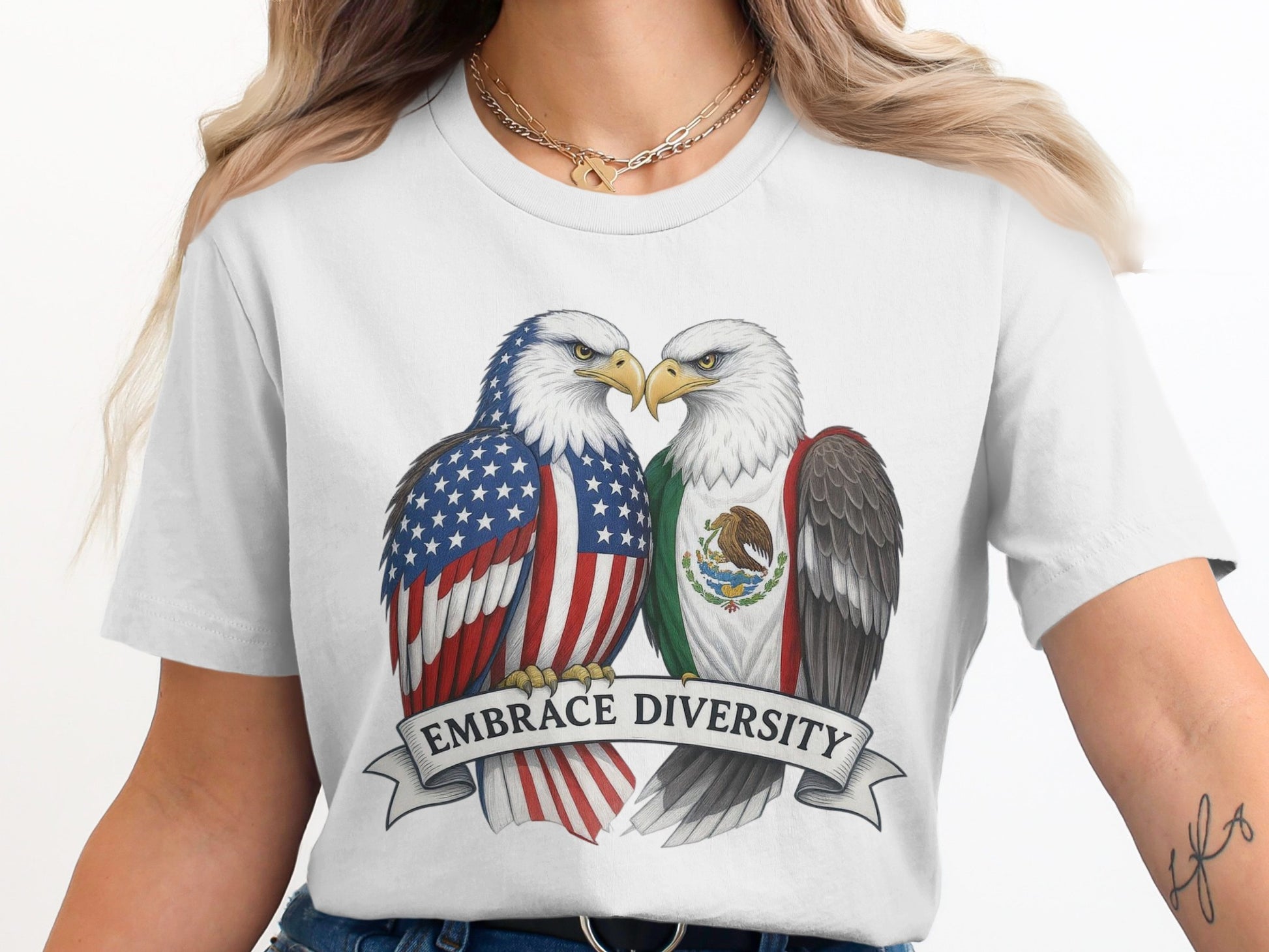 Embrace Diversity Patriotic Eagle Graphic Tee product