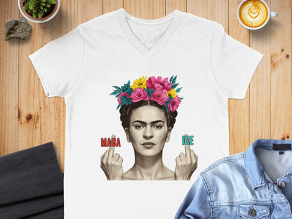 Frida Flower Crown Graphic Middle Finger Shirt
