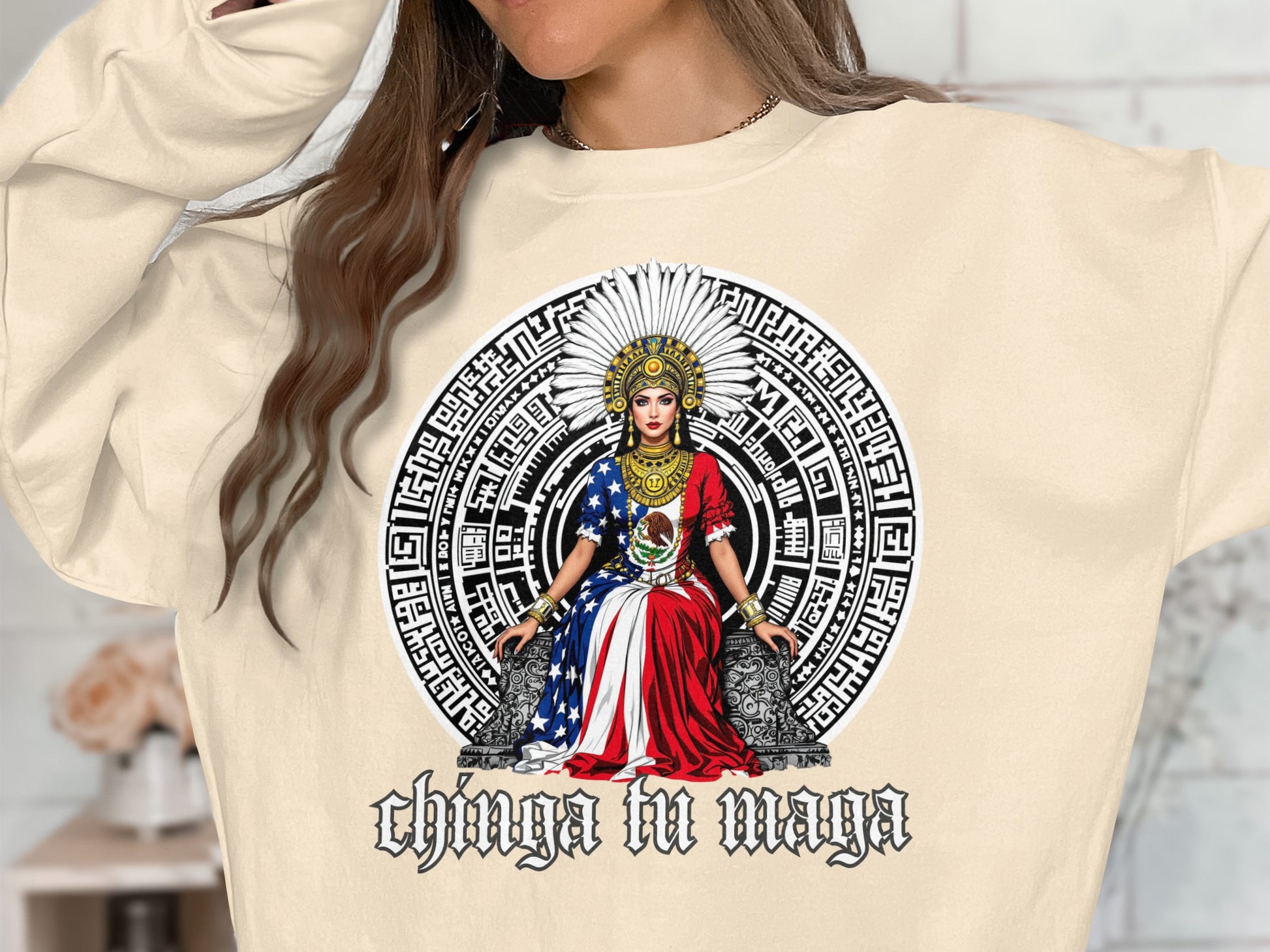 Chinga in Maya Graphic Sweatshirt Unique Design