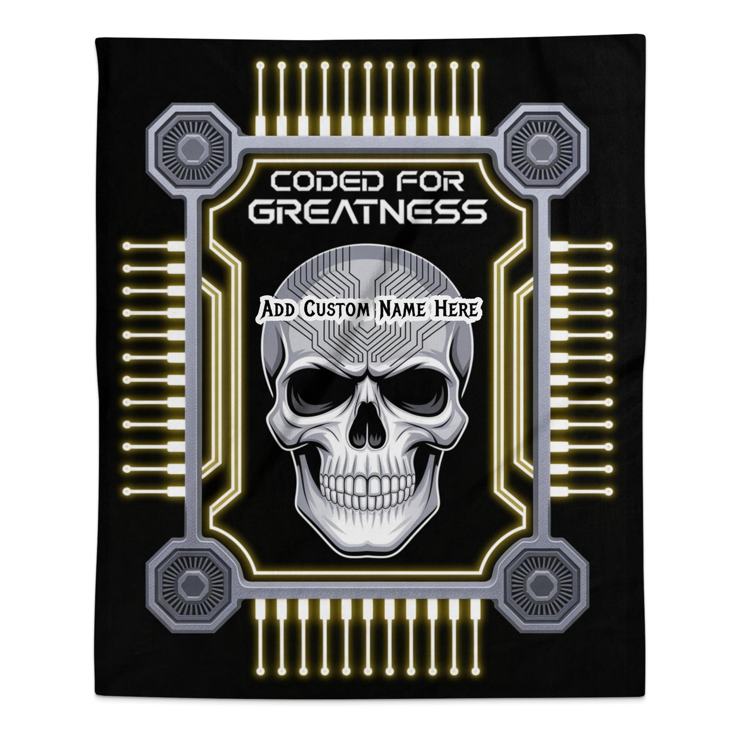 Coded for Greatness Skull Design Customizable Blanket Product