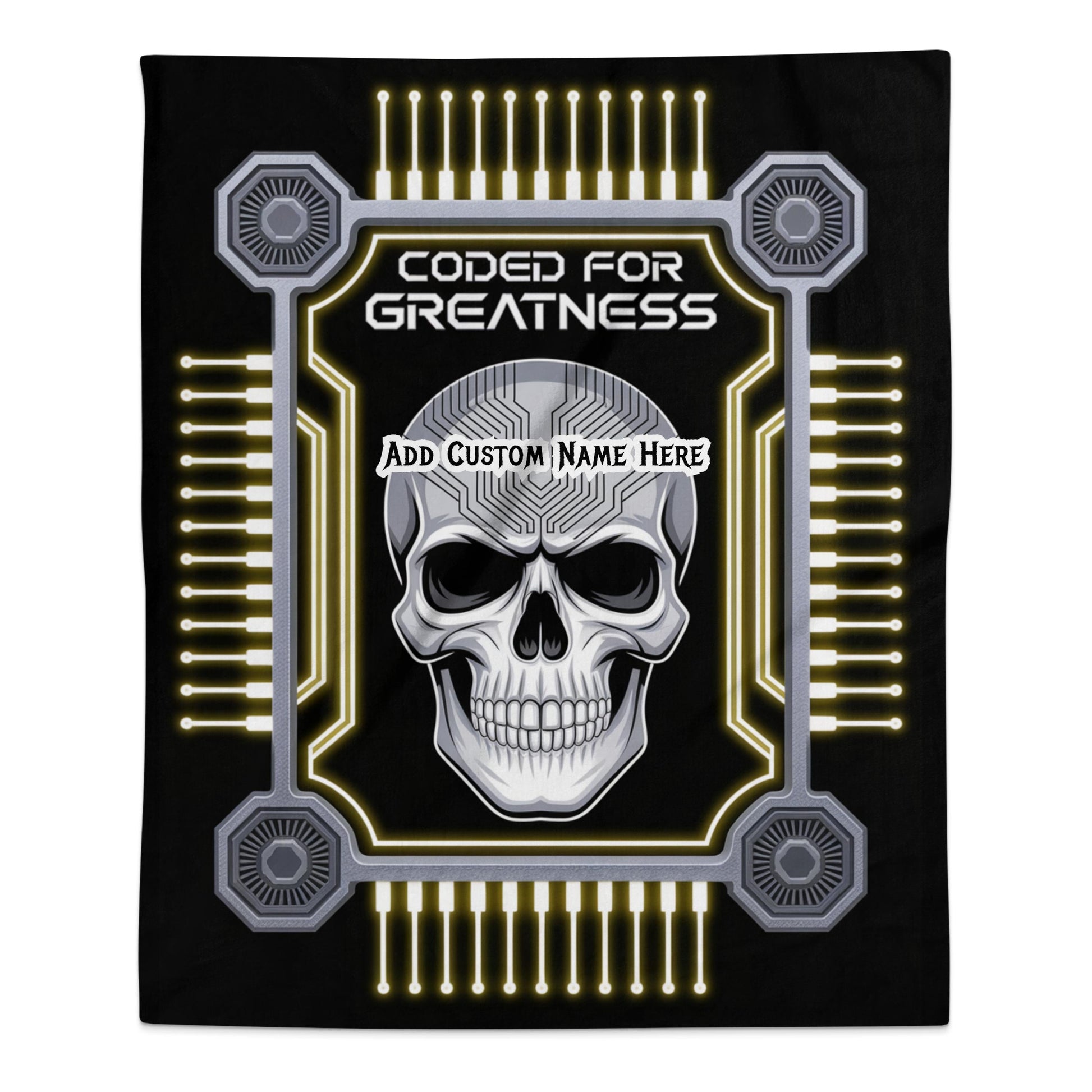 Coded for Greatness Skull Design Customizable Blanket Product