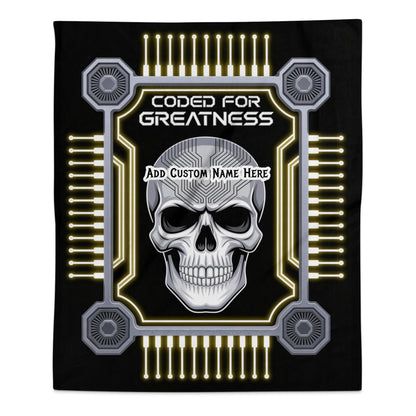 Coded for Greatness Skull Design Customizable Blanket Product