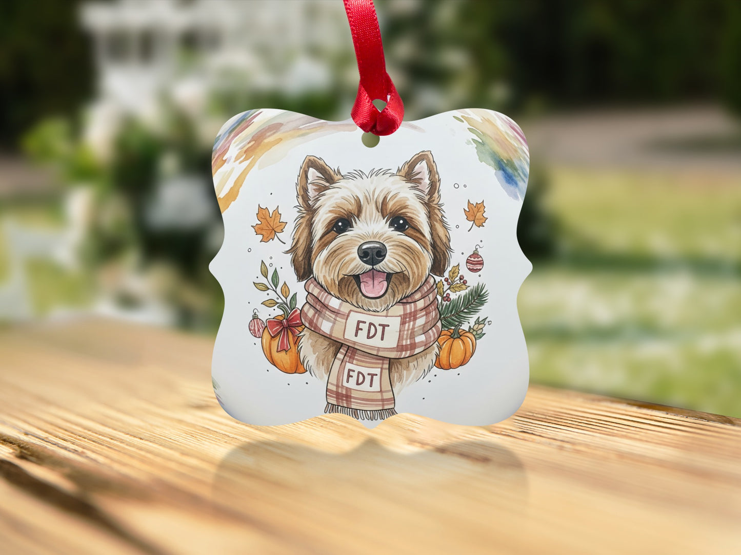 Festive Dog Design with Colorful Decorations Ornament