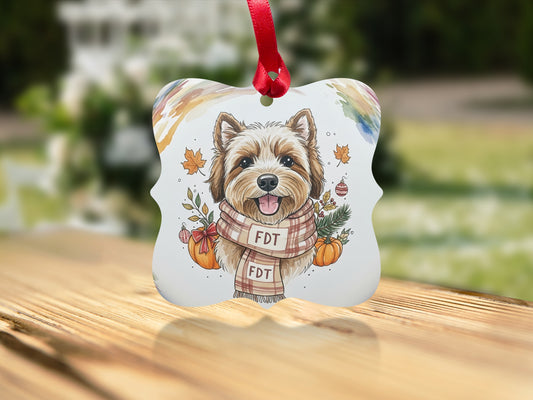Festive Dog Design with Colorful Decorations Ornament