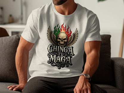 Chinga Tu Maga Winged Skull Design T-Shirt product