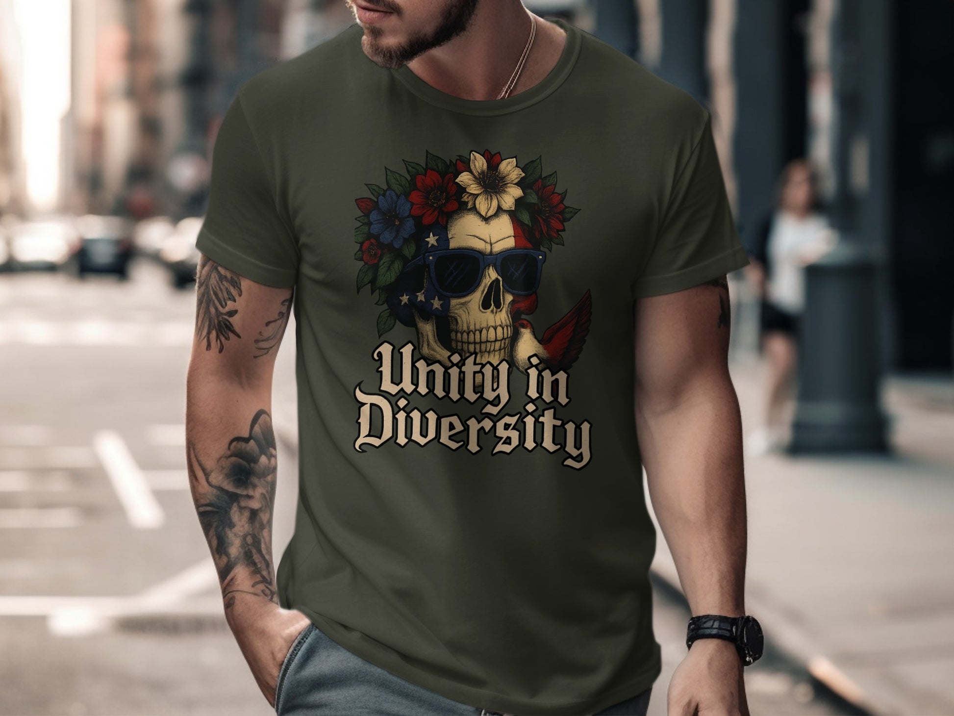 Unity in Diversity Skull Graphic T-Shirt