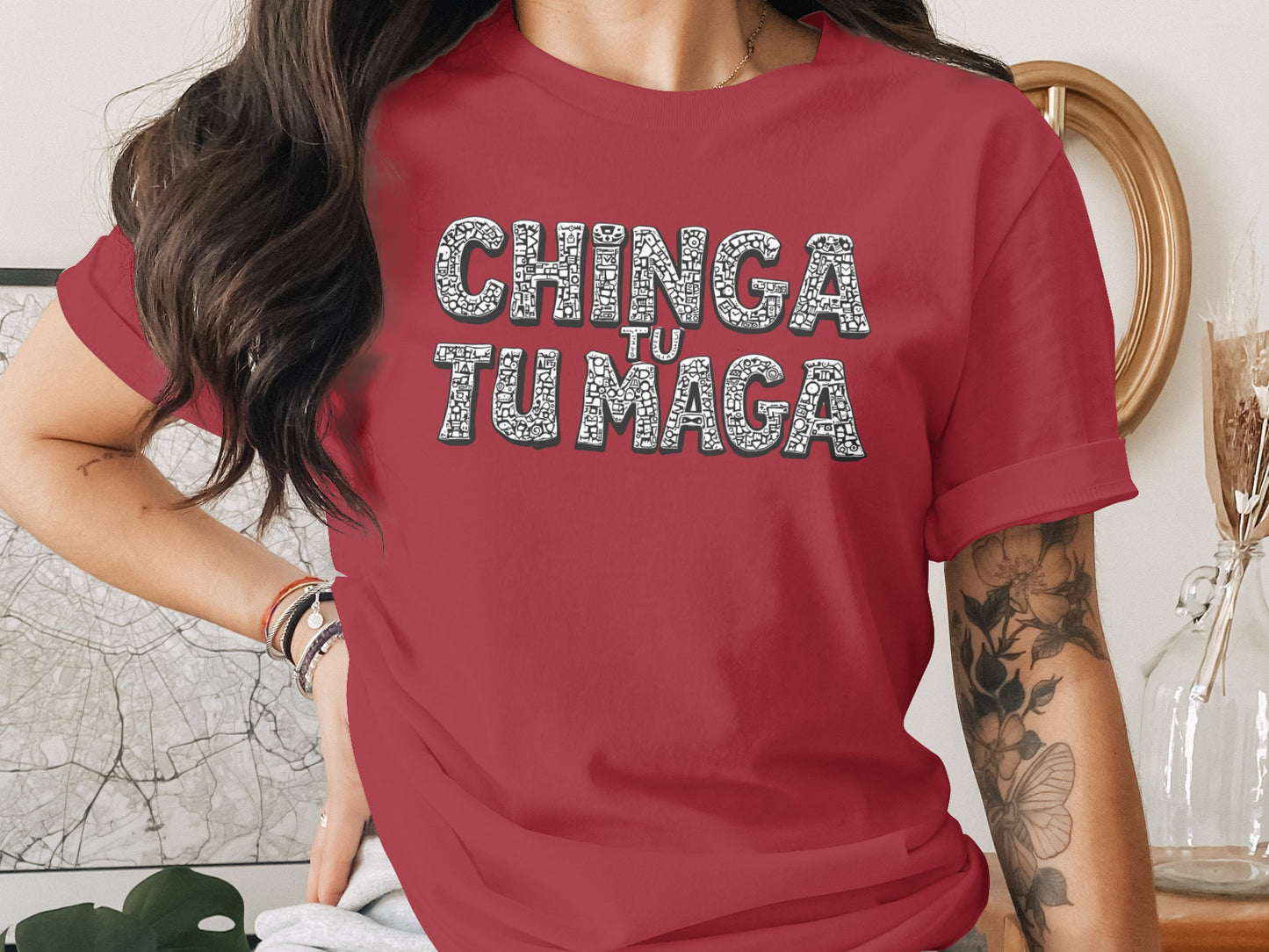 CHINGA TU TUMAGA Graphic Statement Tee Shirt