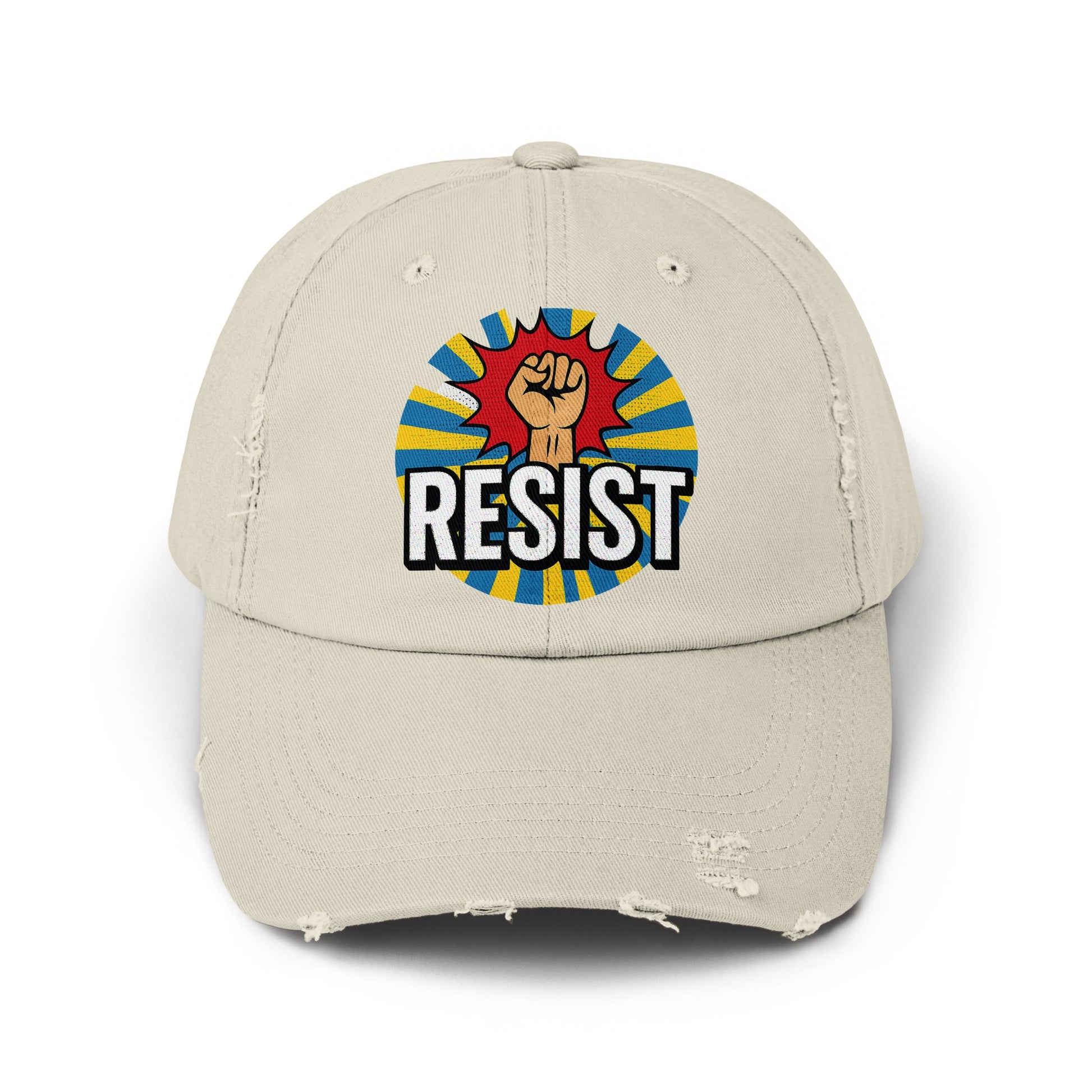 Distressed Beige Cap with Resist Logo Graphic Hat product
