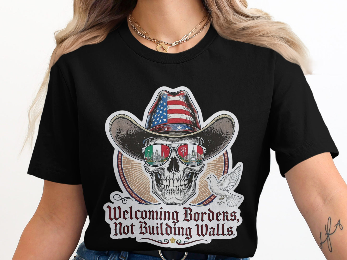 Welcoming Borders Not Building Walls Skull Shirt product type