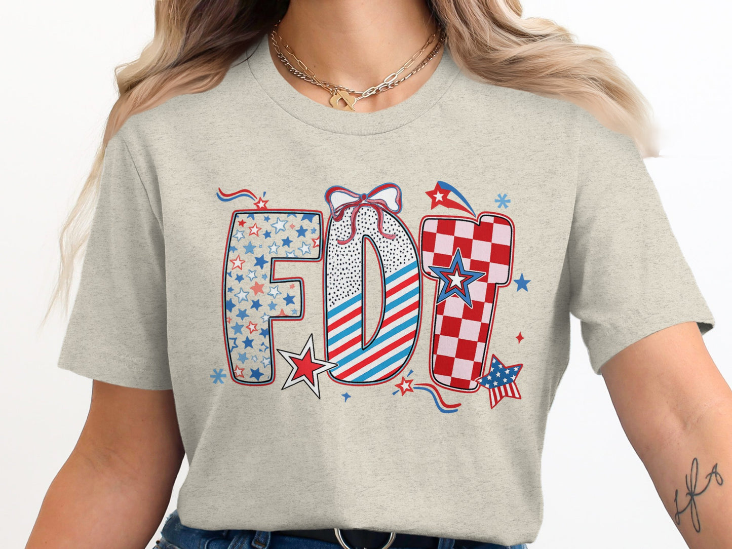 Festive Patriotic Themed FDY Graphic T-Shirt product