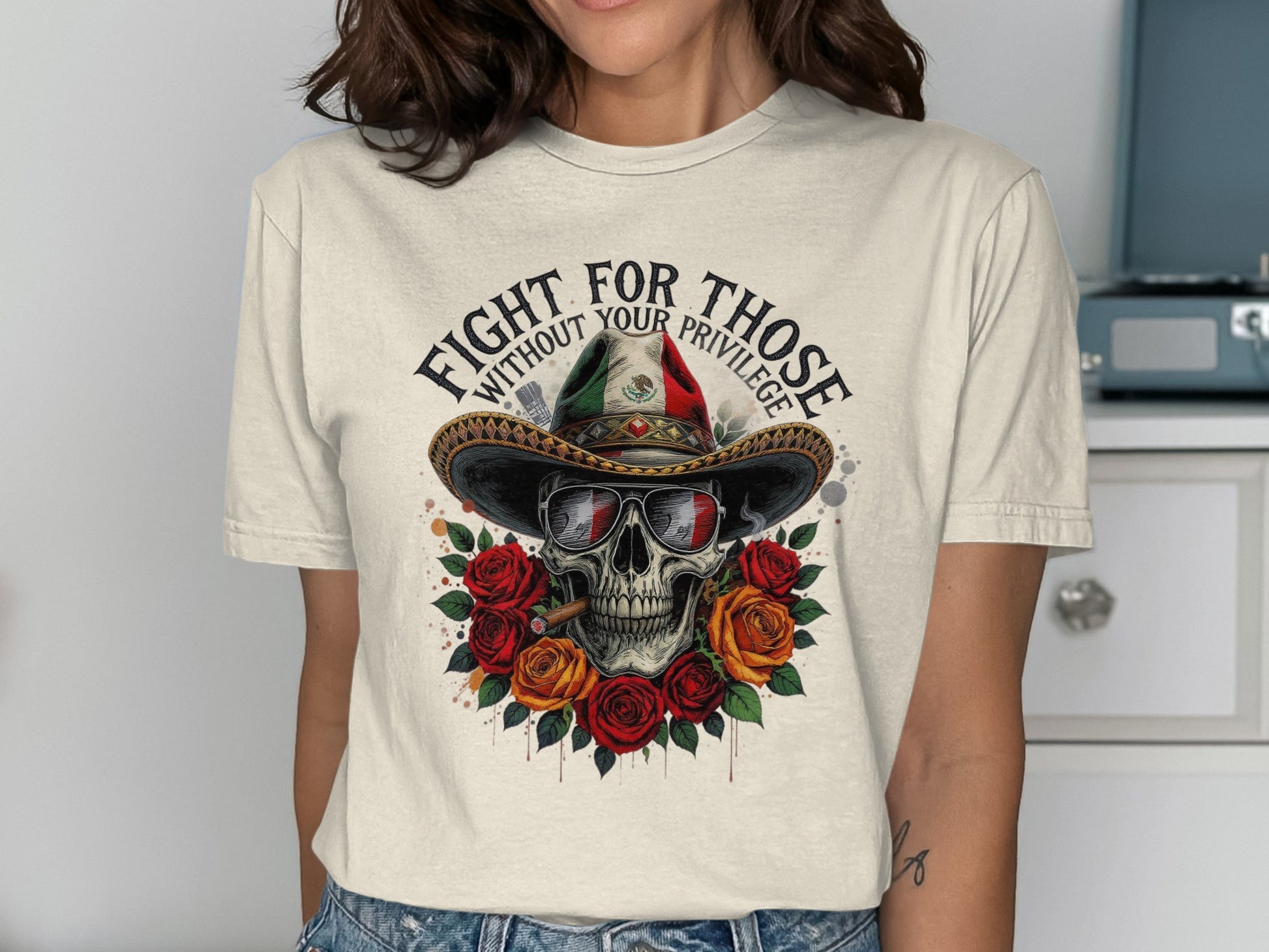 Skull and Roses Fight for Those Graphic T-Shirt product