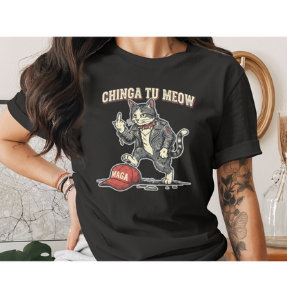 CHINGA TU MEOW Rocker Cat MAGA Cap Flipping Off product type