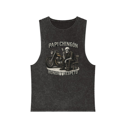 Skull Moto Graphic Tank Top - Papi Chingón, Unisex Summer Apparel, Motorcycle Gift, Festival Wear, Casual Vintage Style
