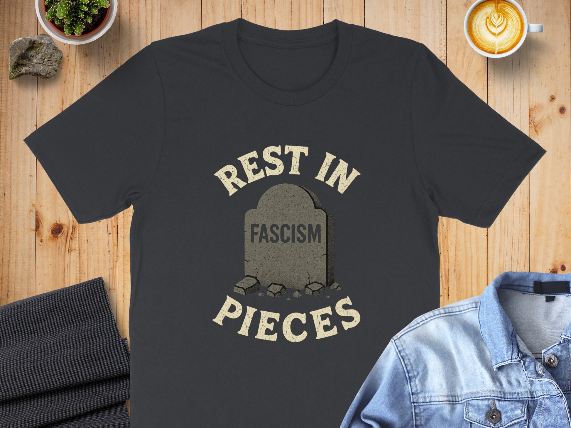 Rest in Pieces Fascism Graveyard Theme T-Shirt product