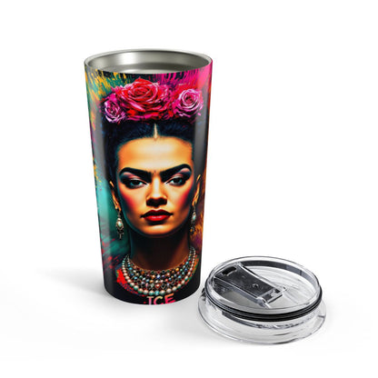 Vibrant Frida Kahlo Tumbler with Lid for Hot and Cold Drinks