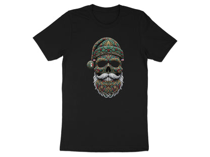 Festive Santa Skull Graphic Tee Patterned Christmas