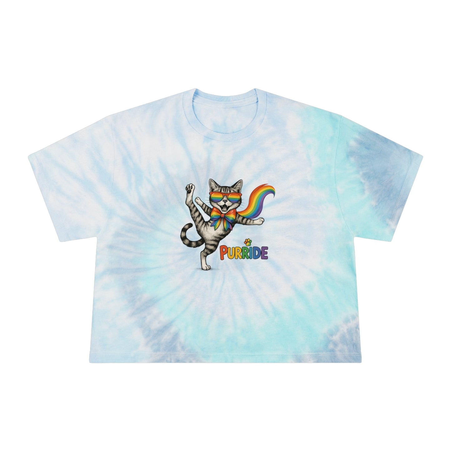 Pride Purr Ride Tie-Dye Crop Tee for Women