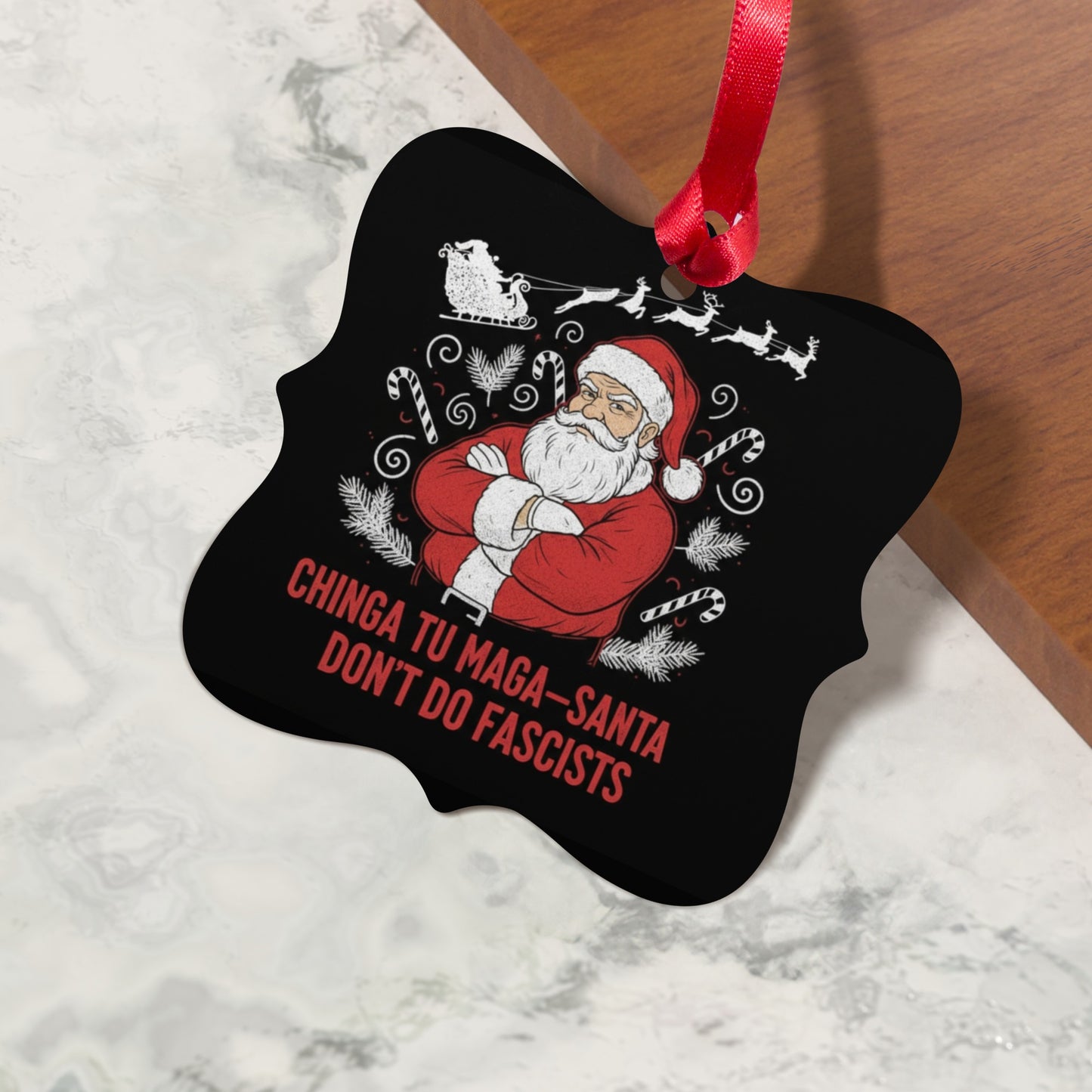 Santa with Funny Slogan Design Christmas Ornament
