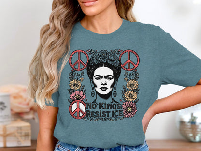 No Kings Resist Ice Peace Flowers Graphic Tee Shirt Product
