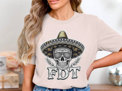 Skull with Hat Design FDT Printed T-shirt product type