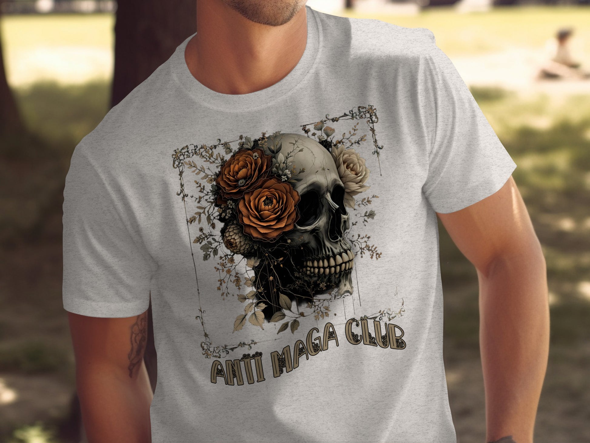 Anti Maga Club Floral Skull Graphic Tee product type
