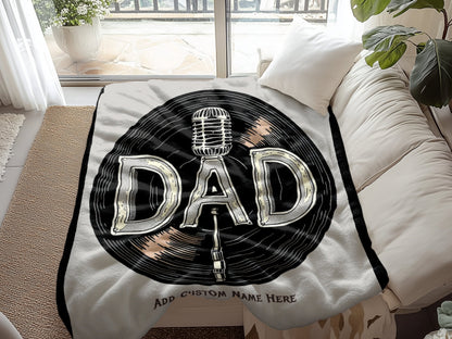 Vintage Dad Microphone Record Themed Blanket product