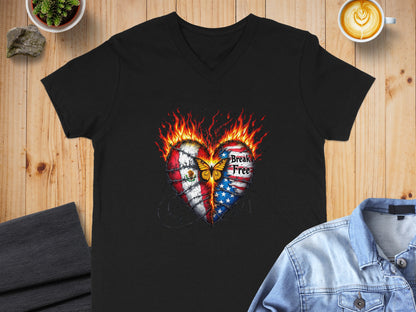 Break Free Flaming Heart Graphic T-Shirt product
