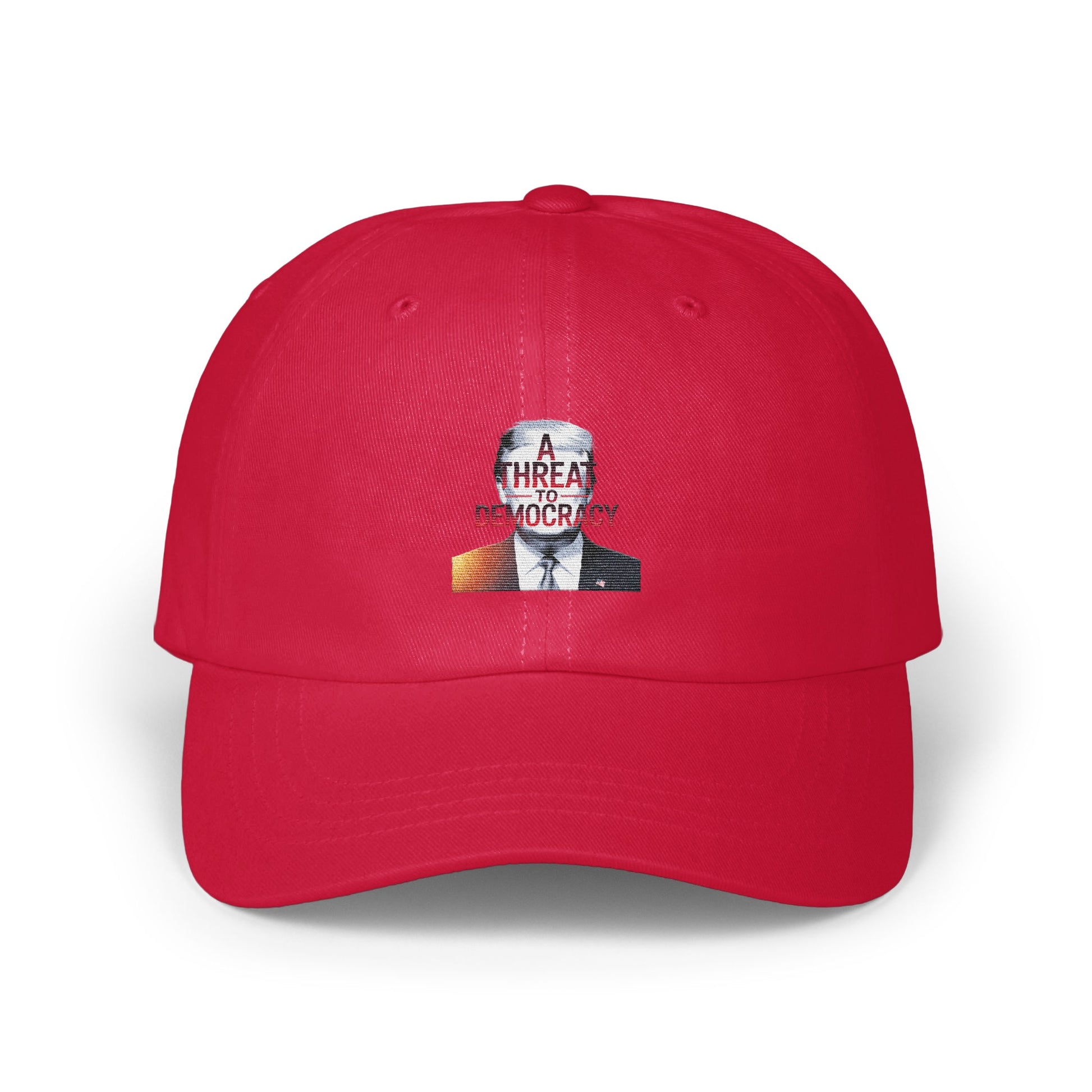 Red Cap with Embroidered A Threat To Democracy product type