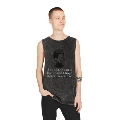 Unisex Stonewash Tank Top - Inspirational Quote Tee, Frida Kahlo Inspired Apparel, Summer Shirt, Boho Fashion, Gift for Art Lovers