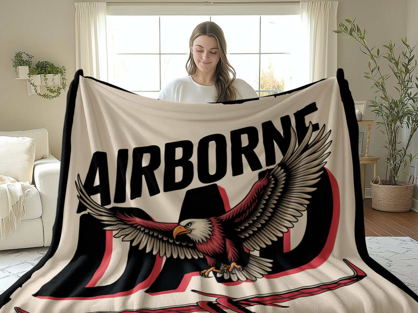 Airborne Dad Eagle Design Cozy Throw Blanket product
