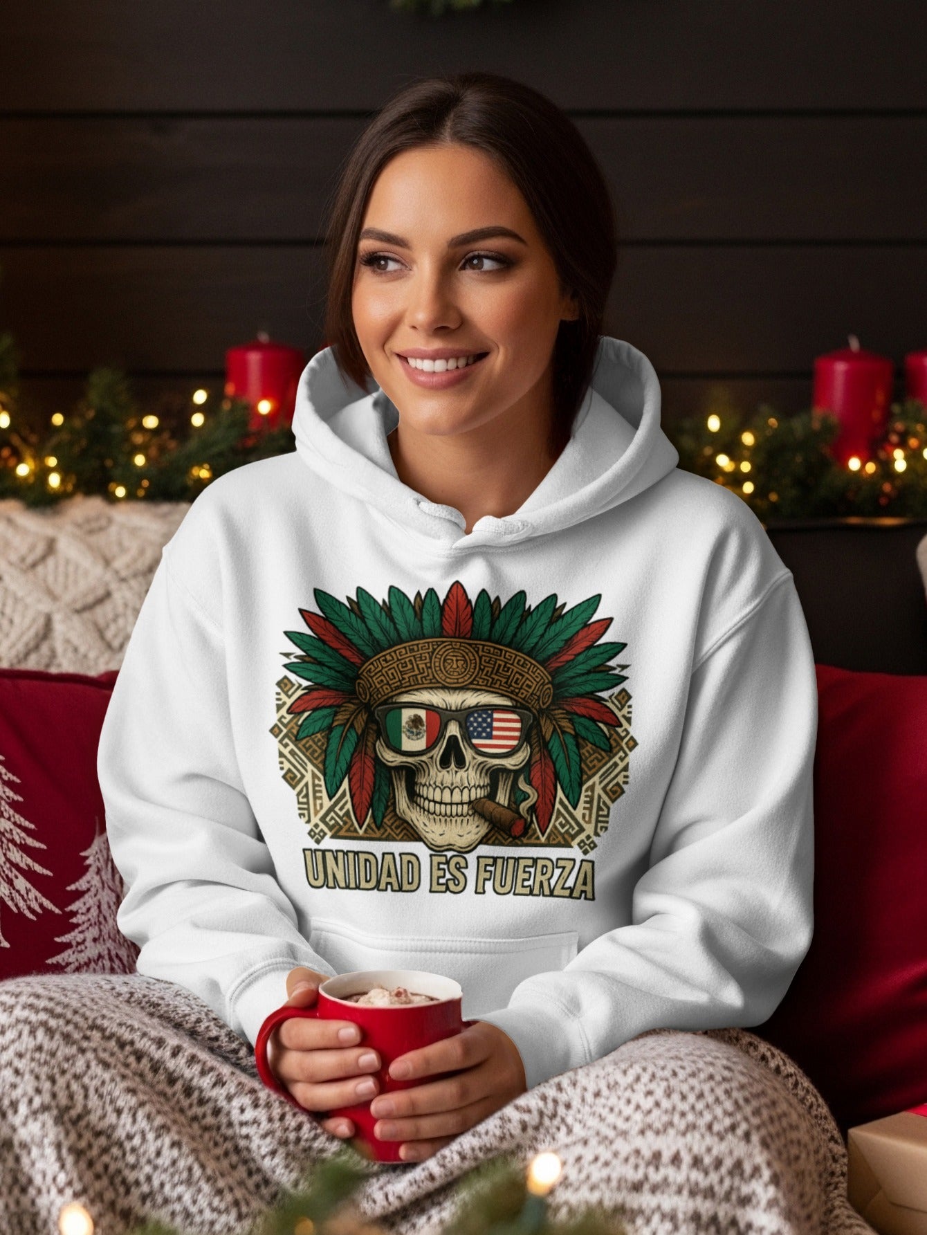 Unidad Es Fuerza Skull USA Flag Hoodie
