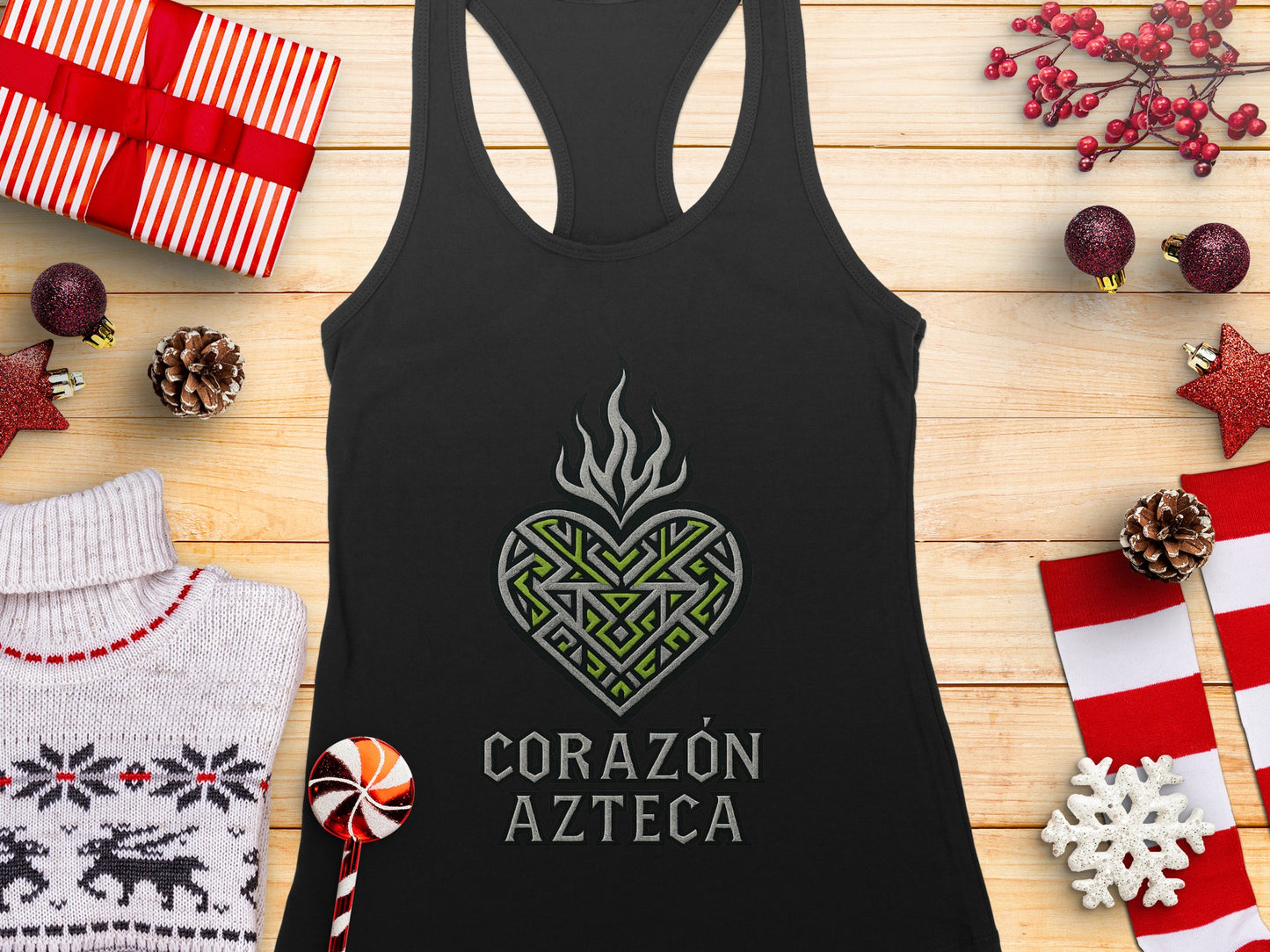 Corazón Azteca Unique Heart Design Tank Top