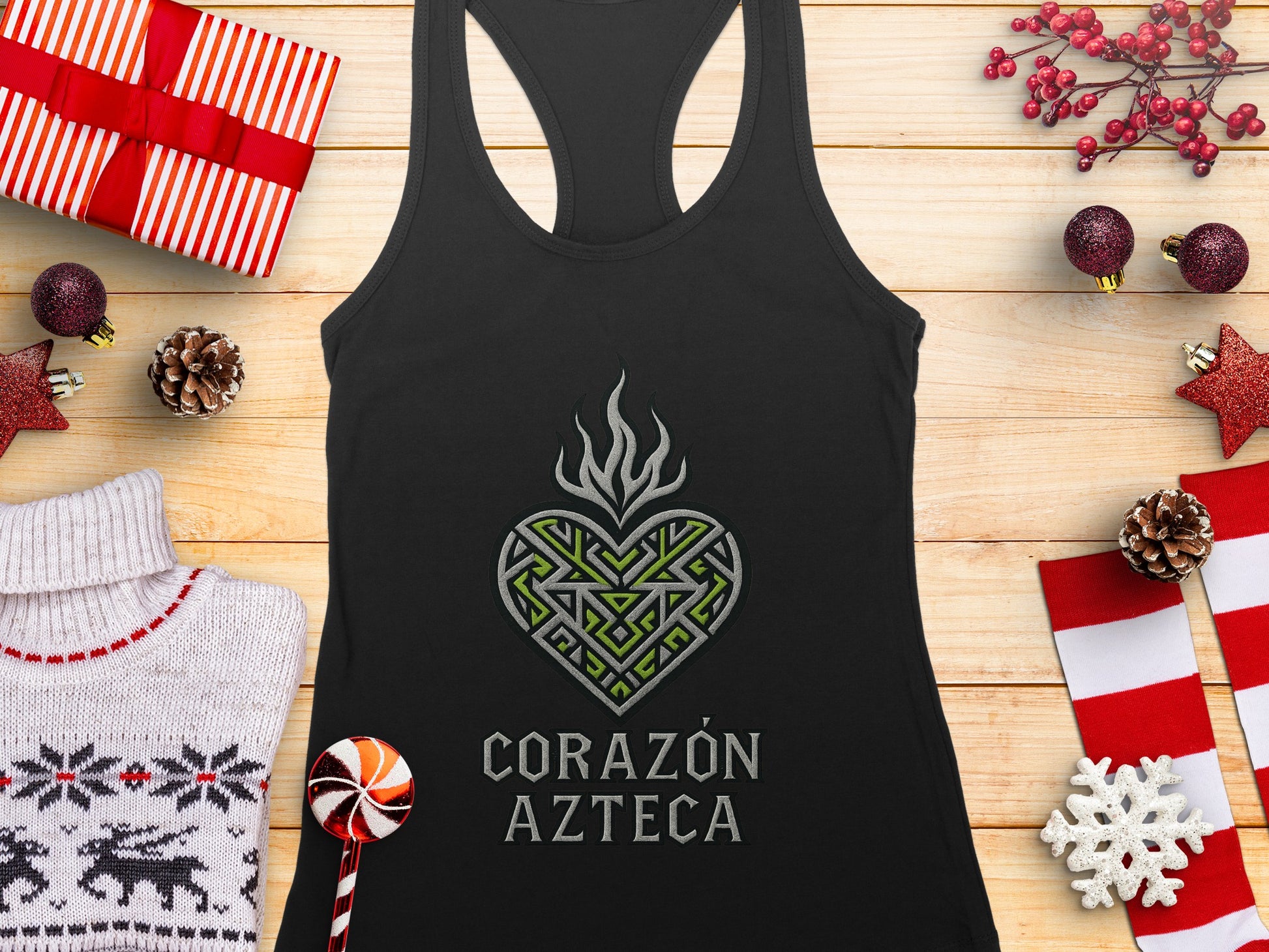 Corazón Azteca Unique Heart Design Tank Top
