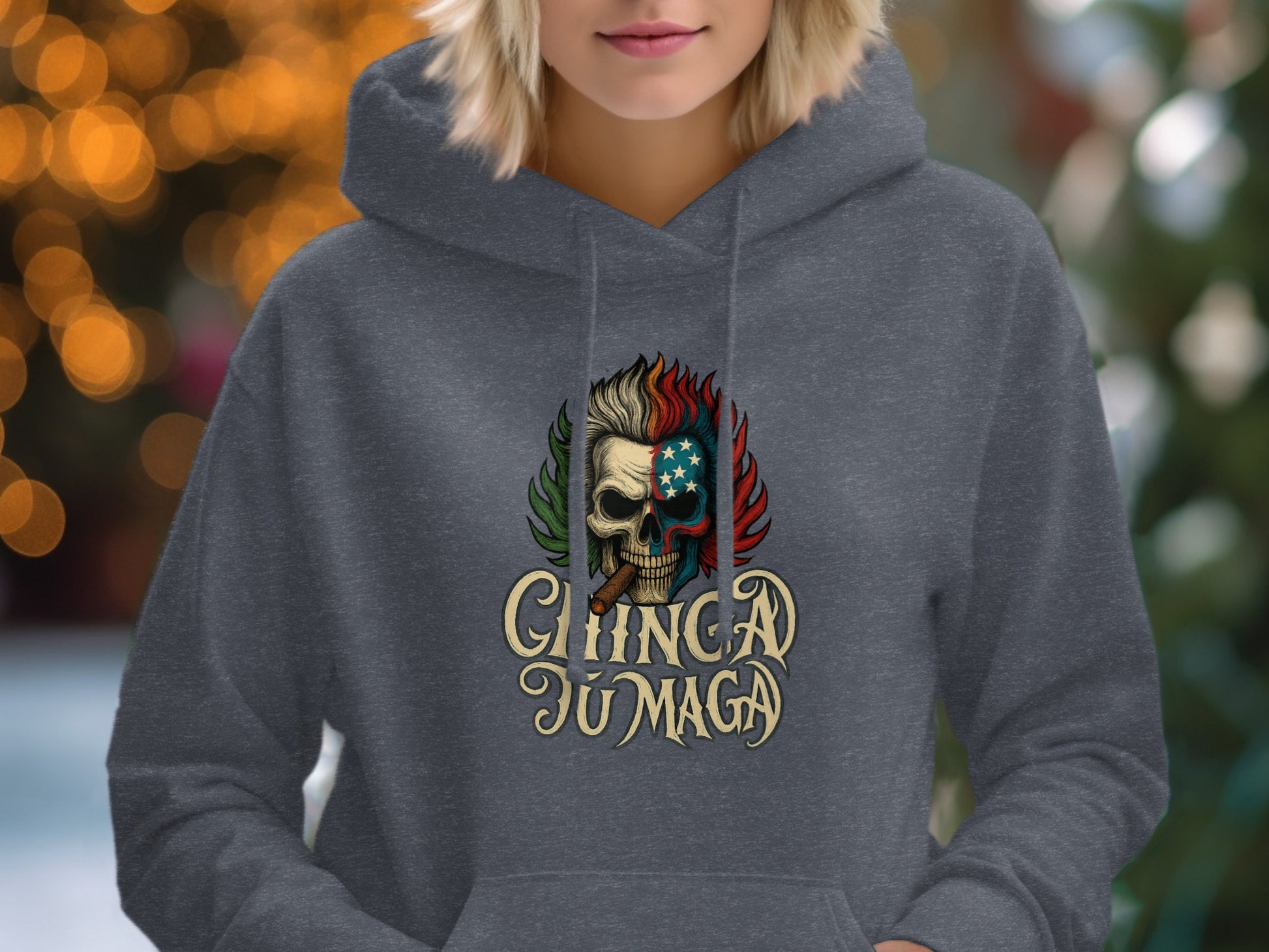 Chingadumaga Skull Mexican Flag Print Hoodie product type