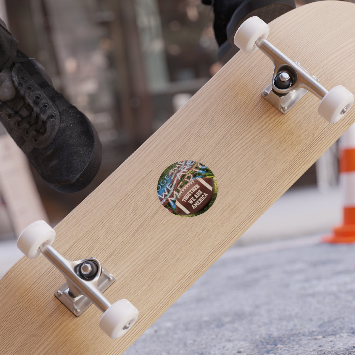 Together We Are America Sticker on Skateboard