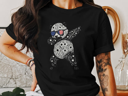 Dancing Patterned Panda with US Flag Sunglasses product type