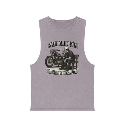 Skull Moto Graphic Tank Top - Papi Chingón, Unisex Summer Apparel, Motorcycle Gift, Festival Wear, Casual Vintage Style
