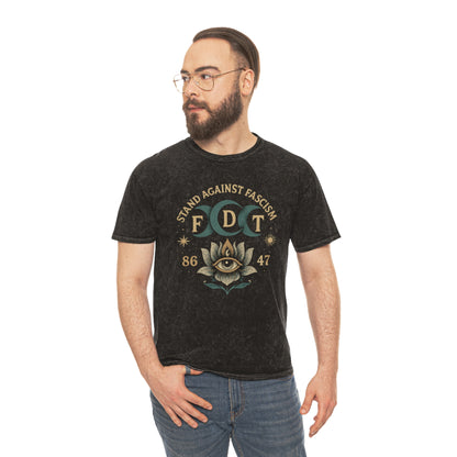 FDT Stand Against Fascism Lotus Tee — USA Made Mineral Wash Graphic T-Shirt