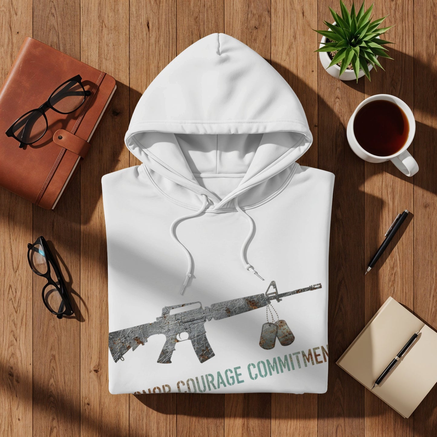 Honor Courage Commitment Rifle Graphic Hoodie