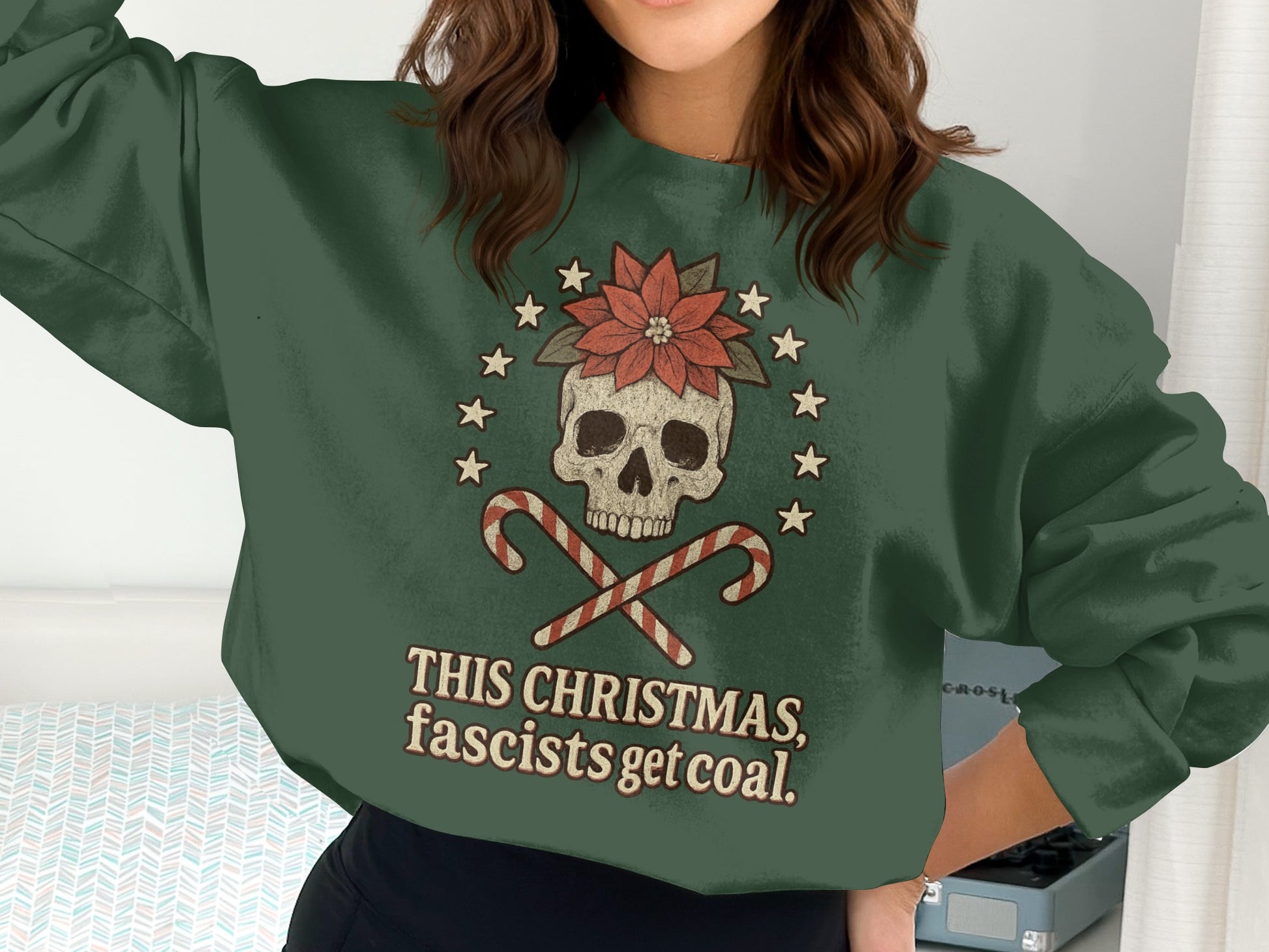 This Christmas Fascists Get Coal Skull Sweatshirt Product